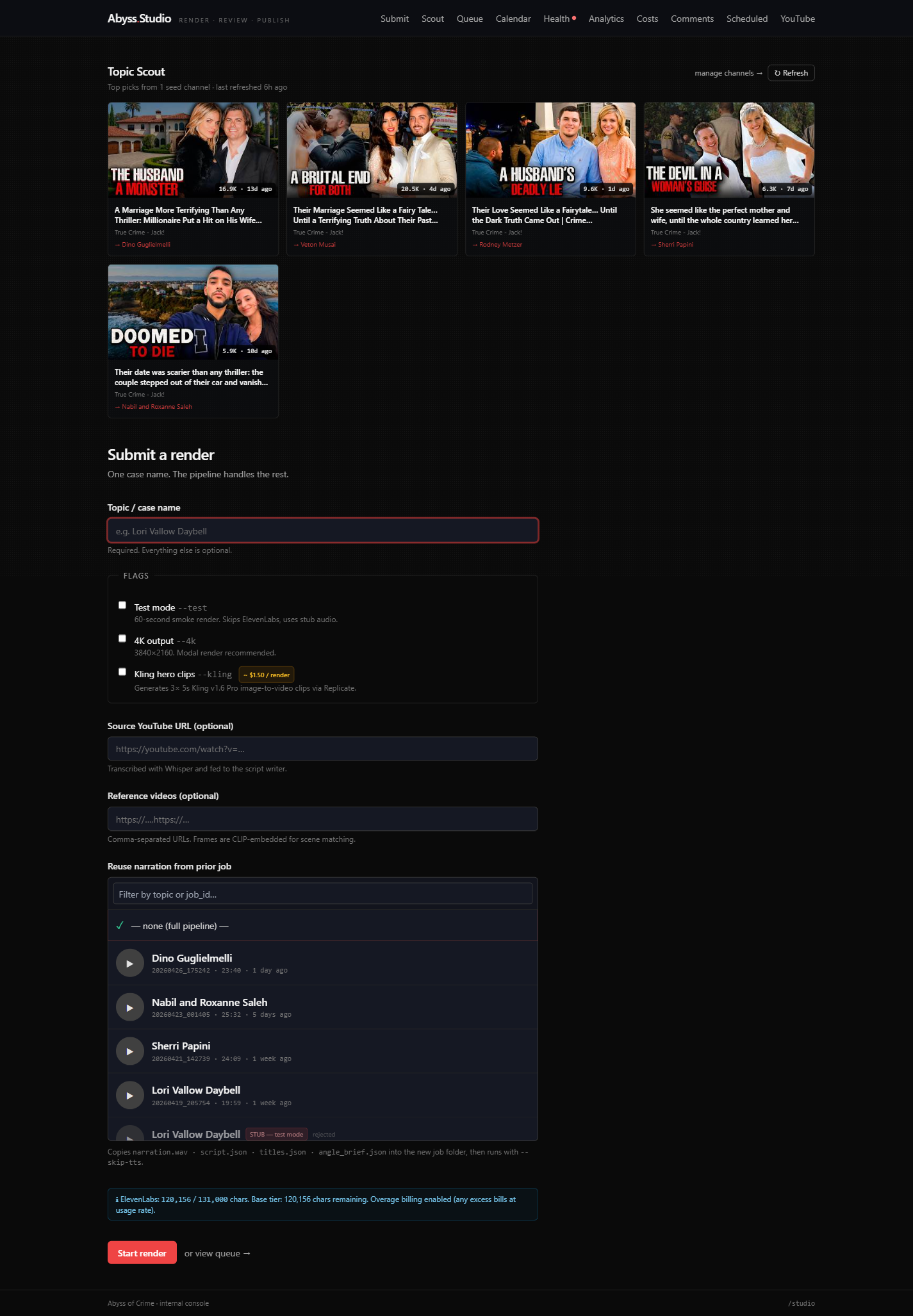 Abyss Studio — Submit form with Topic Scout